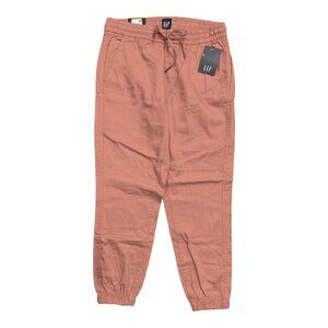 Gap Women's Elastic Waistband 27" Twill Jogger Pants With Pockets Pink XXL